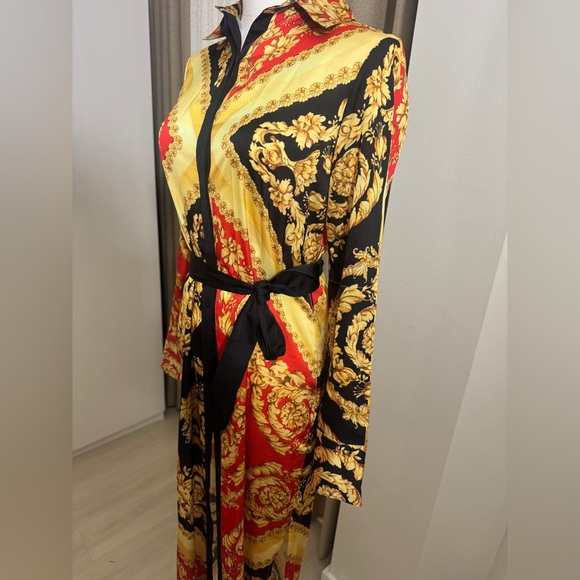 Marciano Gold and Red Slit Resort Gown - Picture 4 of 5